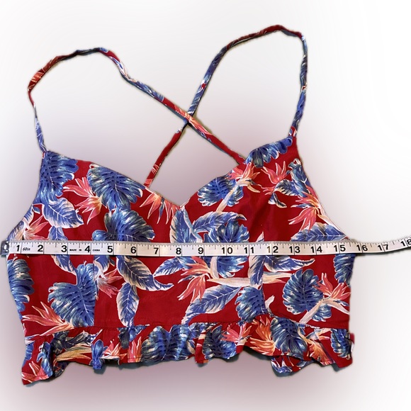 TOPSHOP | Hawaiian Flower Print Crop Top SZ 6 - Picture 6 of 10